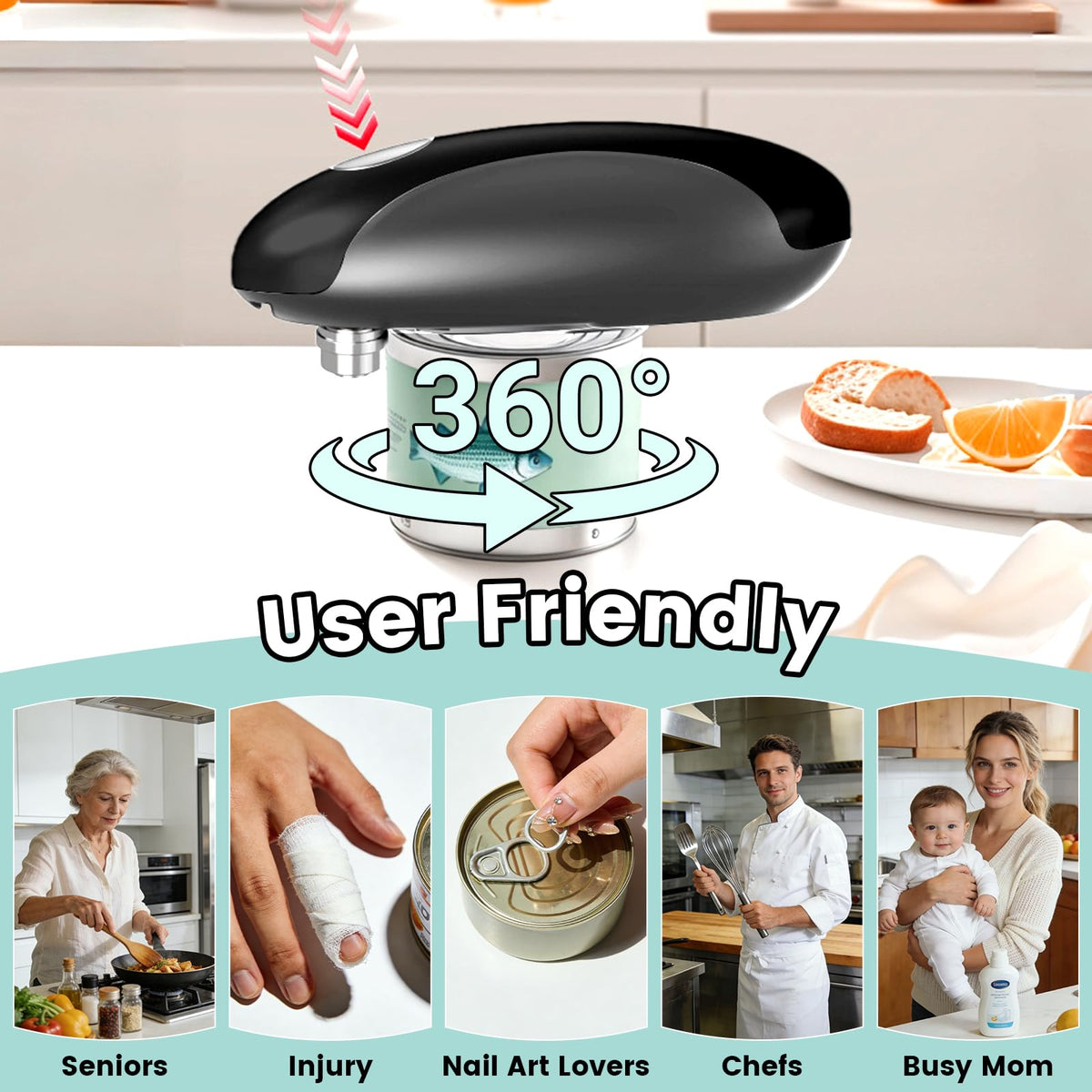 Pyxfeiiu hands-free operation reduces grip strain during cooking