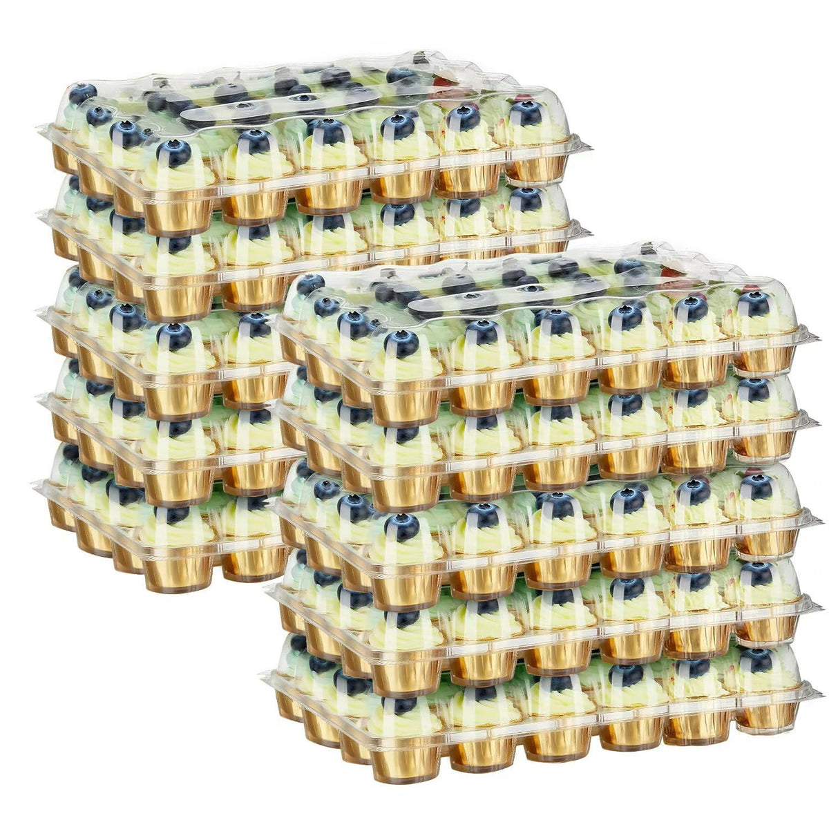 PYYZHALI 24-pack cupcake containers show a clear display for easy per-cupcake viewing.