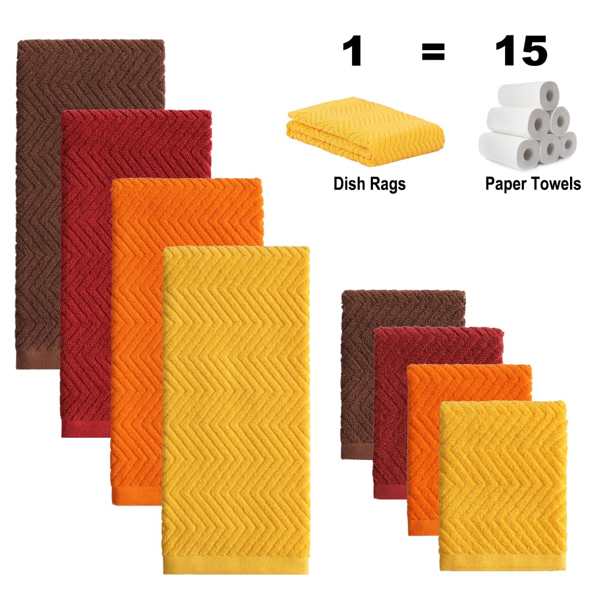 QAJ 100% cotton dishcloths 13x13 quick-moisture uptake for glassware and countertops.
