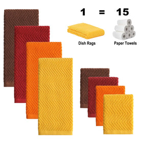 QAJ 100% cotton dishcloths 13x13 quick-moisture uptake for glassware and countertops.