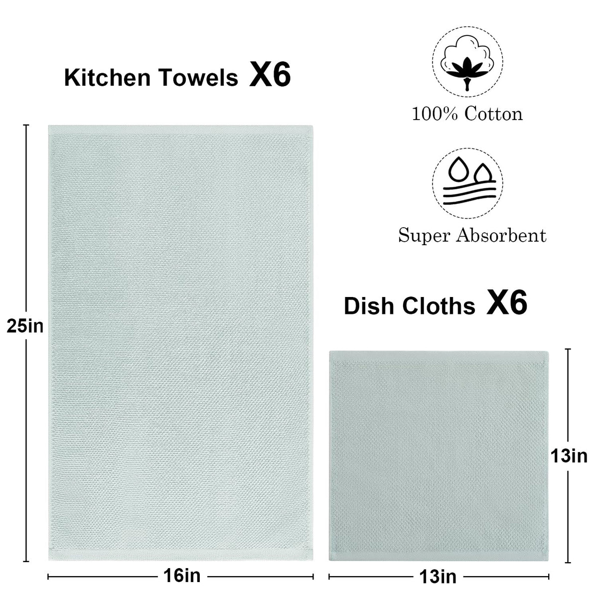 QAJ dishcloths 13x13 soft and lint-free for sparkling dishes.