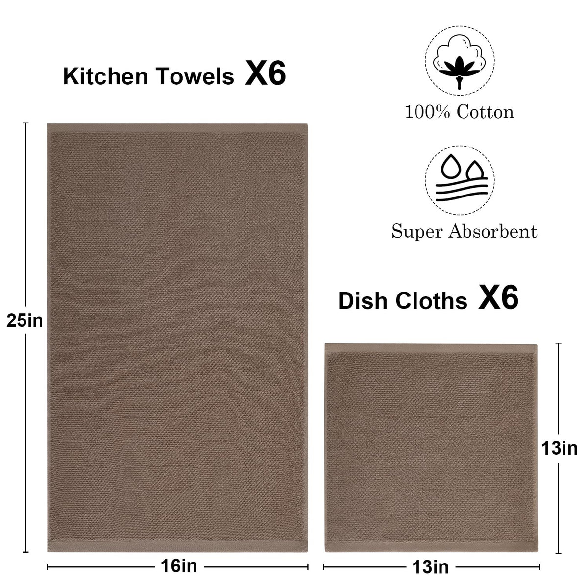 QAJ dishcloths 13x13 inches, lint-free and versatile for quick cleaning.