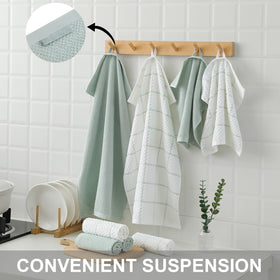 QAJ dishcloths demonstrate high absorbency for countertops and pans.