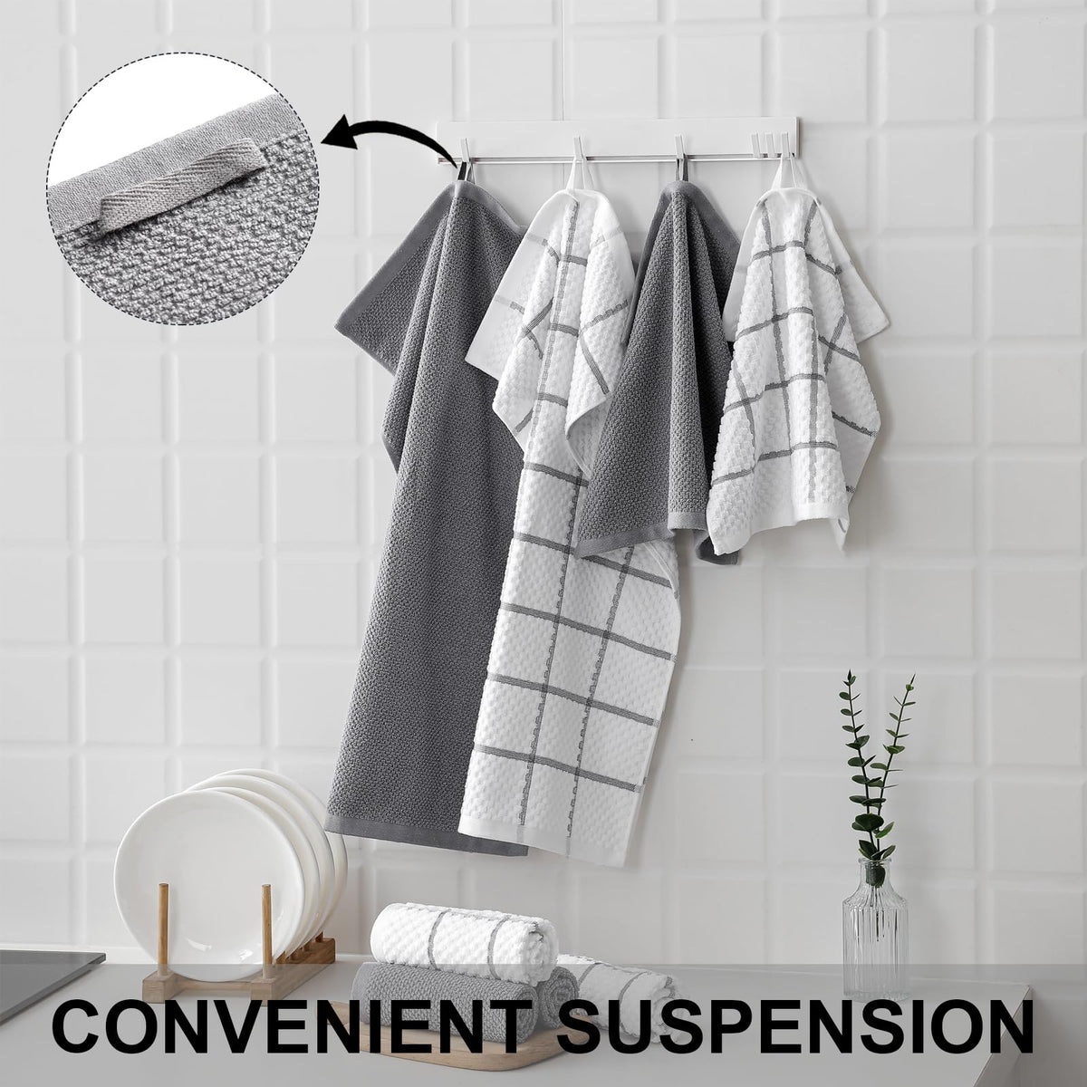 QAJ dishcloths close-up shows lint-free finish after washing