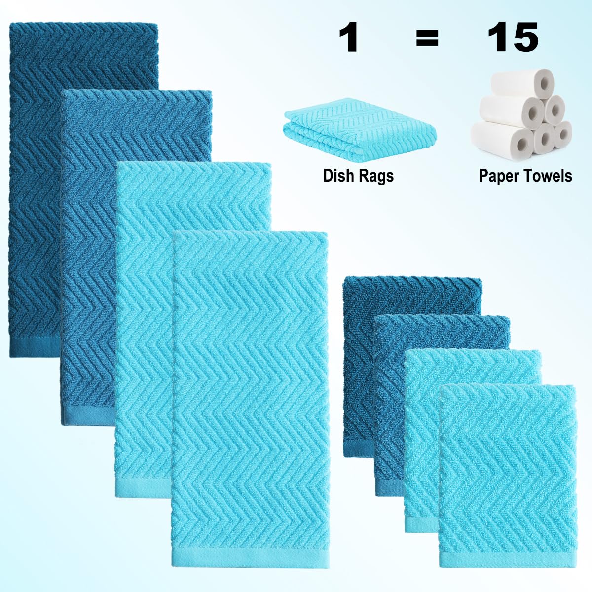 QAJ 13x13 inch dish cloth close-up shows fast drying and lint-free performance.