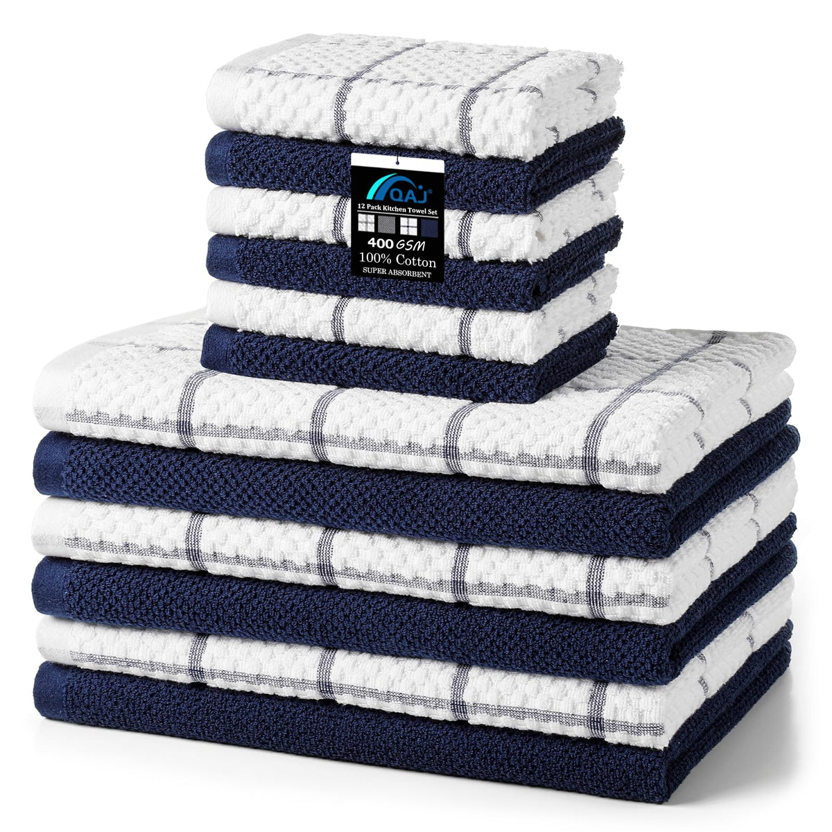 QAJ kitchen towels 16x25 absorbent and ultra-soft for daily cleaning.