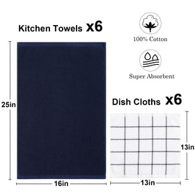 QAJ kitchen towels 16x25 with hanging rings for easy drying and storage.