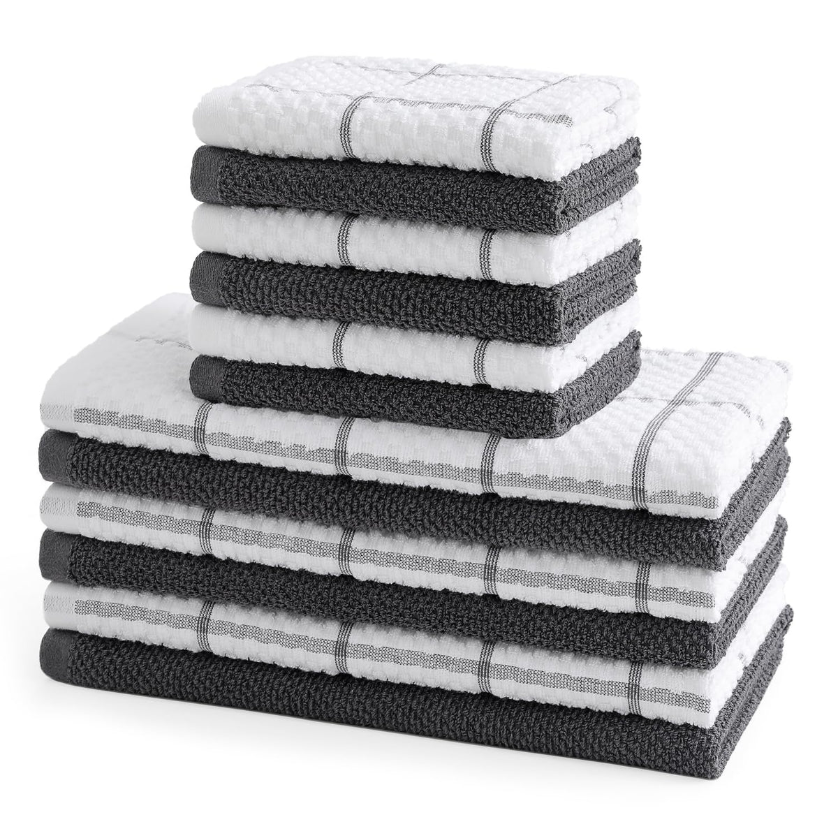 QAJ kitchen towels 16x25 pack show premium cotton and high absorbency for spills.