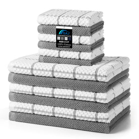 QAJ kitchen towels 16x25 in top view, ultra-soft cotton with high absorbency