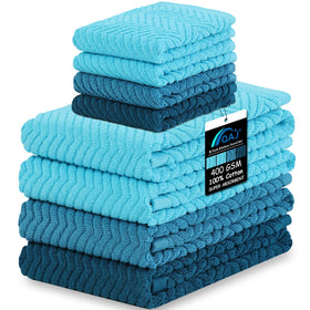 QAJ 100% cotton kitchen towel close-up highlighting premium absorbency and soft texture.