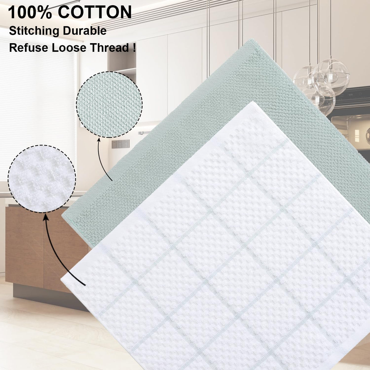 QAJ kitchen towels with hanging ring for easy storage and quick access.