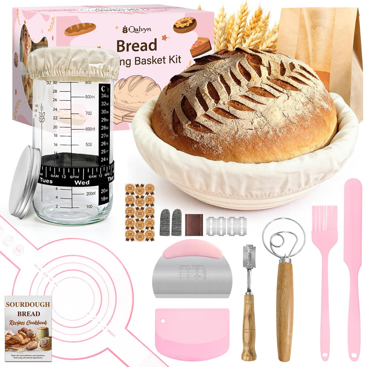 Qalvyn beginner sourdough starter kit packaging, ideal for gifting and first-time bakers