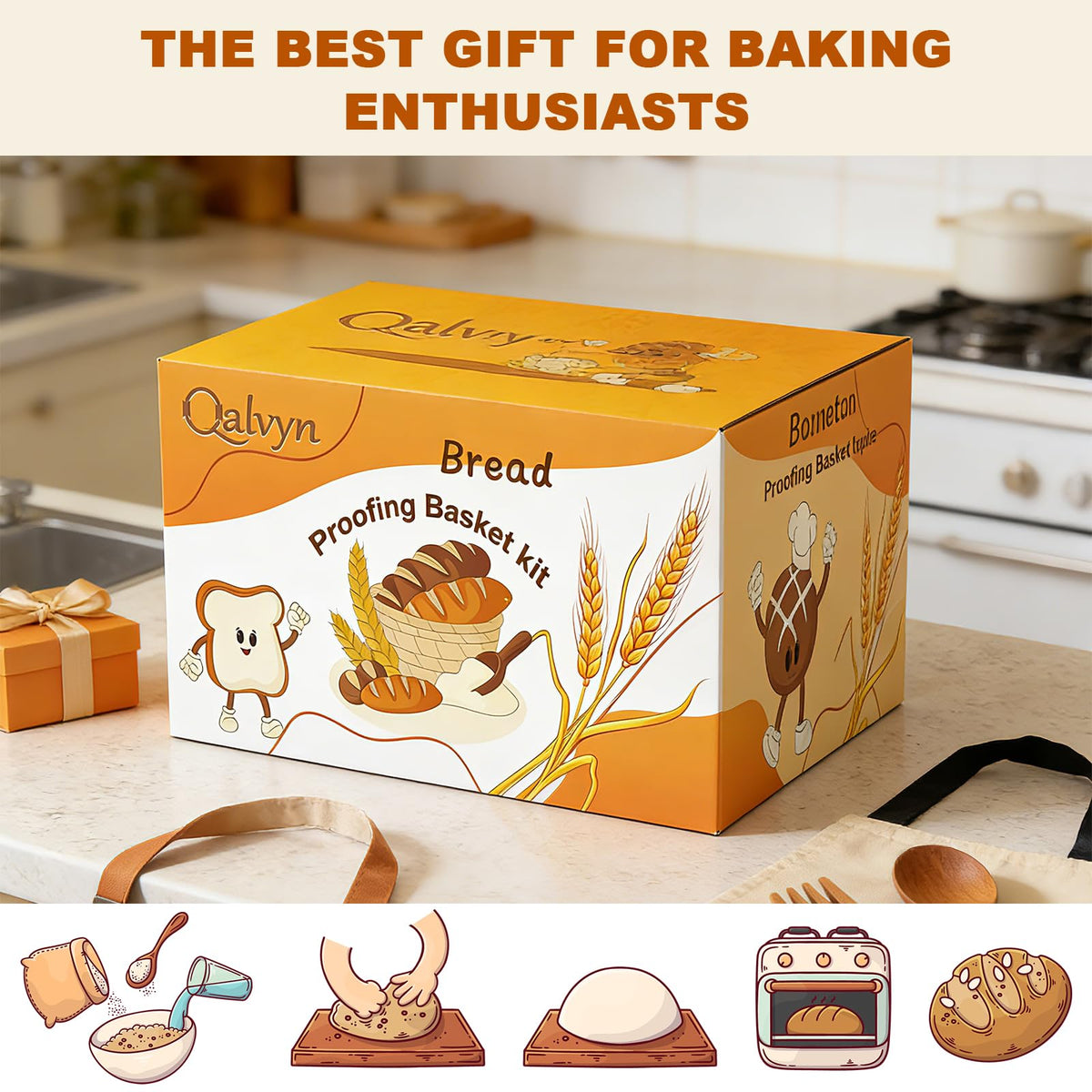 Qalvyn flour duster and silicone bread sling for dust-free handling