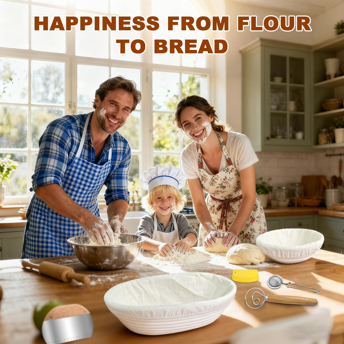 Qalvyn round proofing basket 9-inch maintains dough shape for bakery-style loaves.