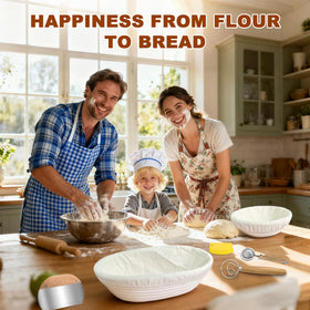 Qalvyn round proofing basket 9-inch maintains dough shape for bakery-style loaves.