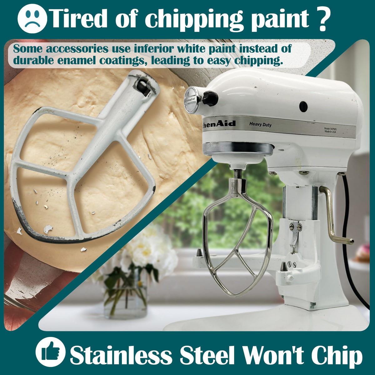 qAp Quality Art Practical cross shaped beater speeding up mixing and dough blending