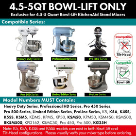 QAp Quality Art Practical hook is compatible with KitchenAid 5qt bowl-lift mixers.