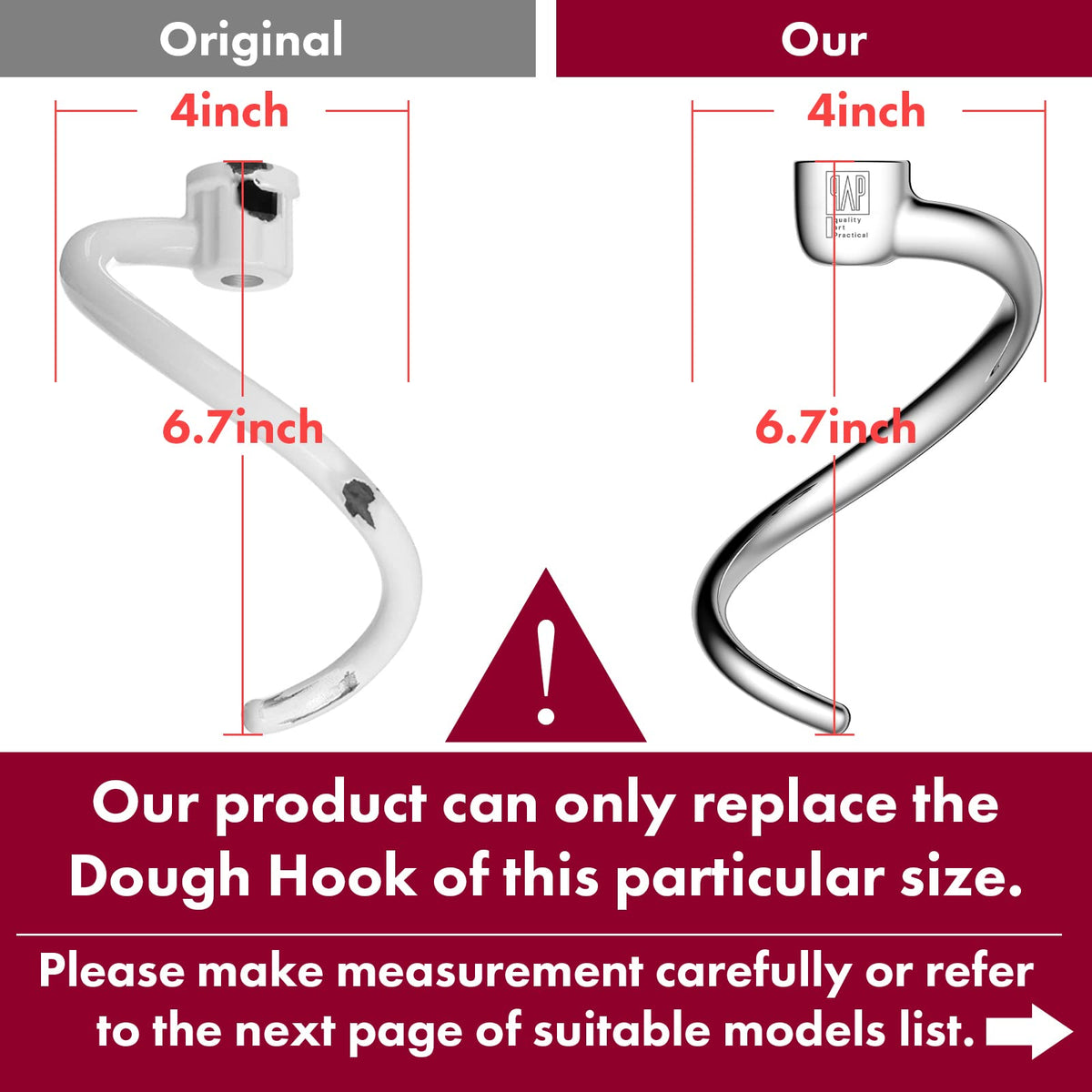 QAp Quality Art Practical spiral design speeds kneading and reduces resistance