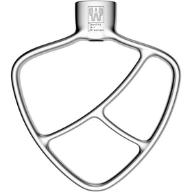 qAp Quality Art Practical stainless steel paddle for KitchenAid; smooth surface resists residue.