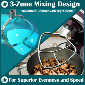 qAp flat beater; scratch-free surface for clean mixing.