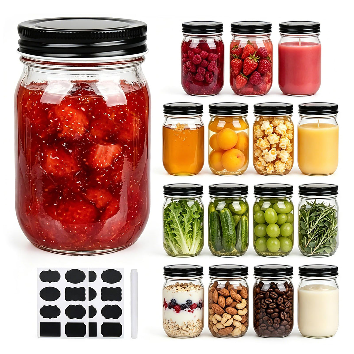 QAPPDA 16oz mason jar with wide mouth for easy filling and pouring.