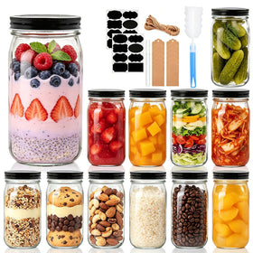 QAPPDA 32 oz glass jar with lid for durable storage and easy access.