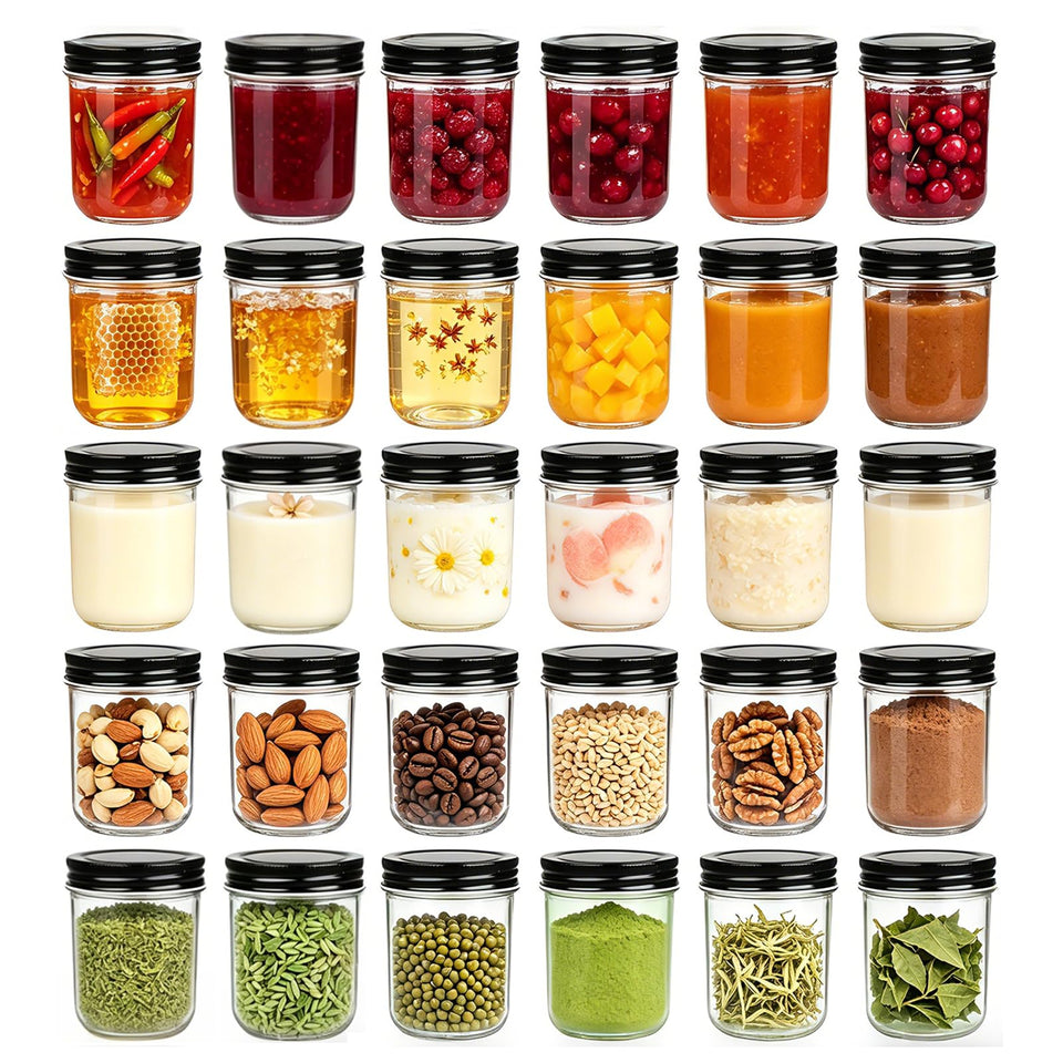 QAPPDA 6oz glass jar with lids showing clear contents for easy selection