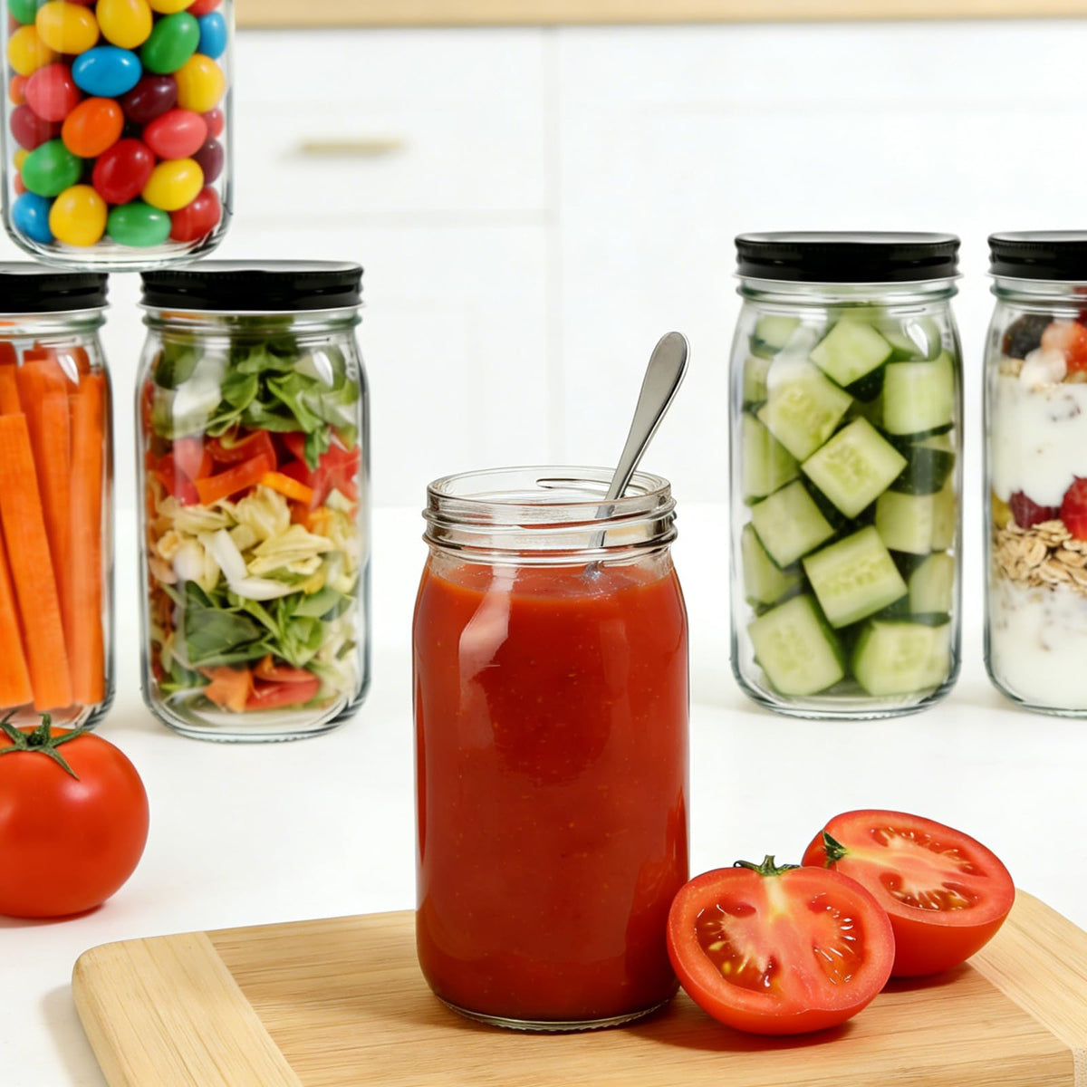 QAPPDA airtight lid on 32 oz jar preserves freshness and moisture.