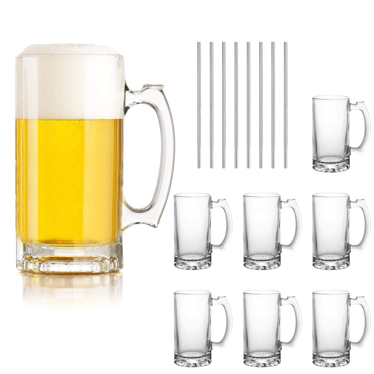 QAPPDA 16oz beer mug with handle for comfortable grip.