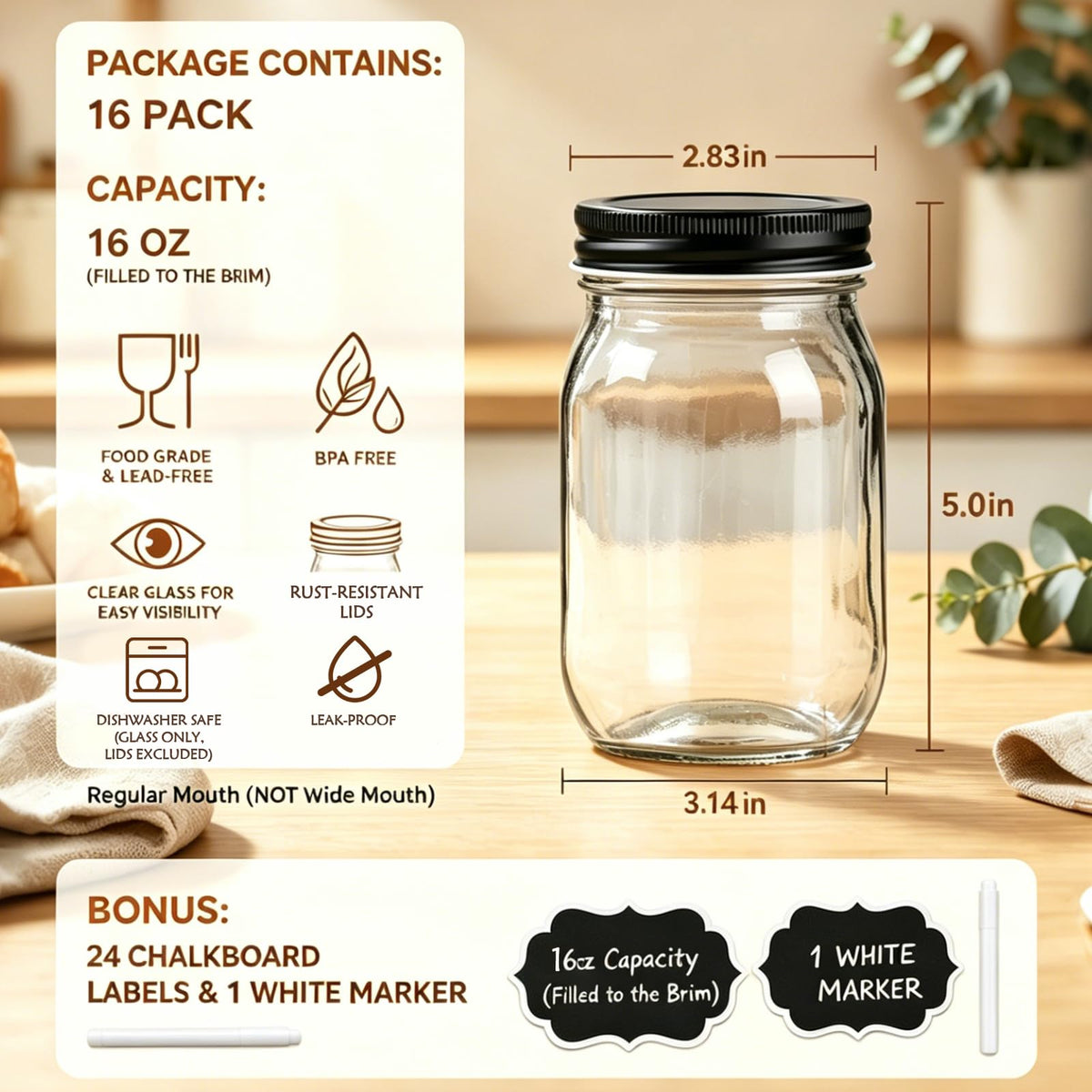 QAPPDA glass jar with airtight lids preserves freshness and flavor.