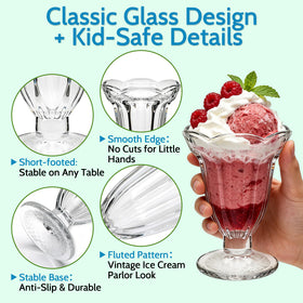 QAPPDA lead-free glass dessert cups with a sturdy footed base
