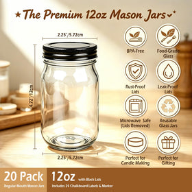 QAPPDA mason jar regular mouth for easy cleaning and access.