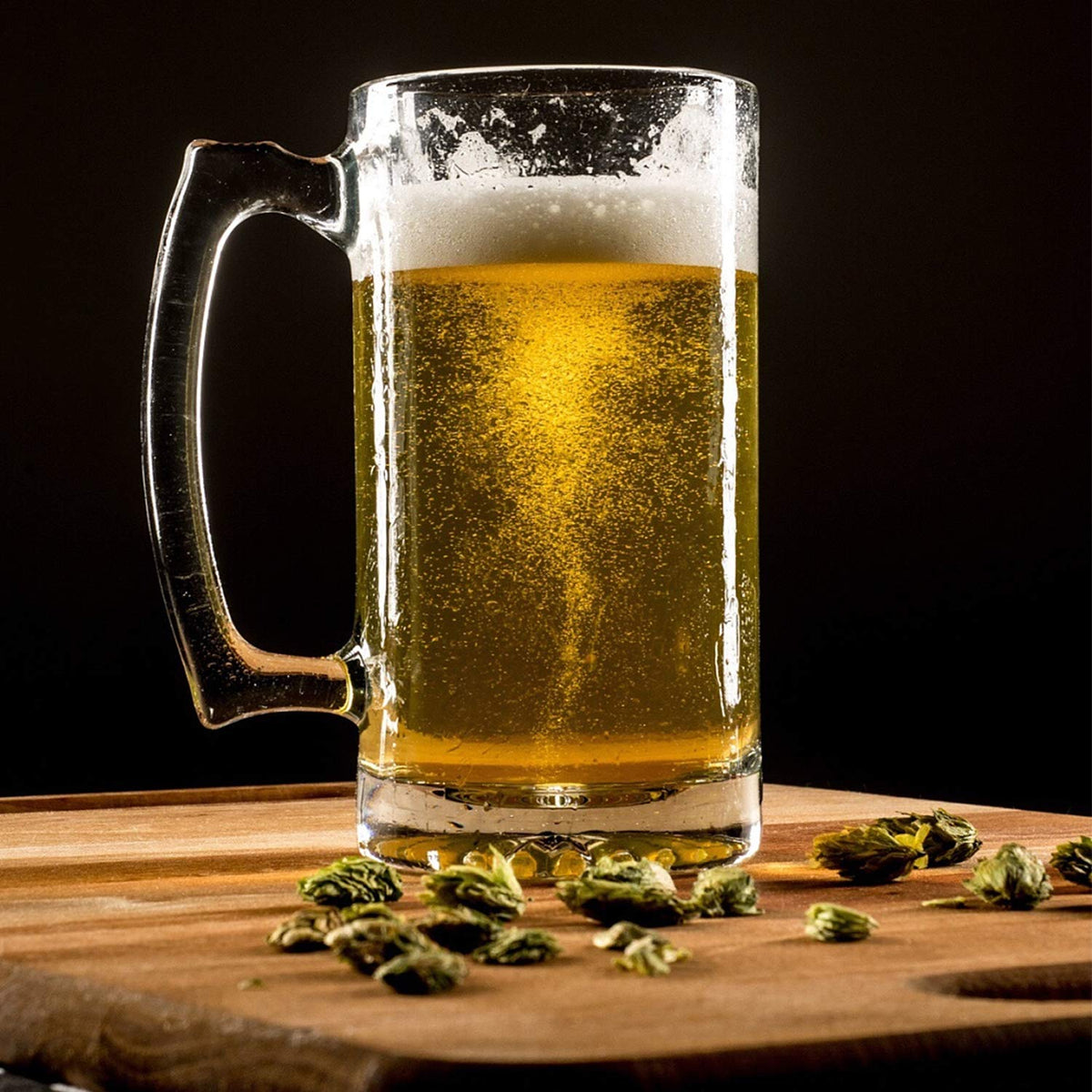 QAPPDA multi-use glass mug for beer, cocktails, or iced coffee.
