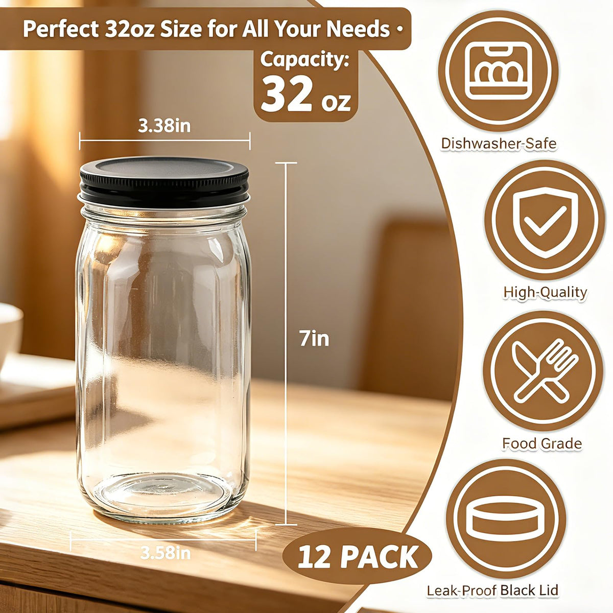 QAPPDA wide-mouth jar opening for easy filling and cleaning.