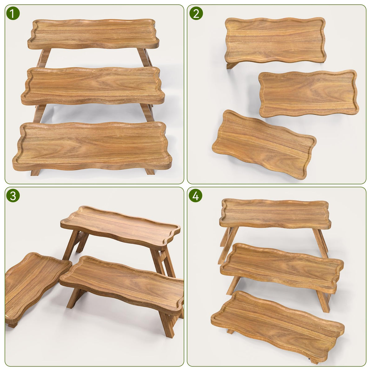 QAUUQQ Easy-clean design of acacia stand with damp cloth