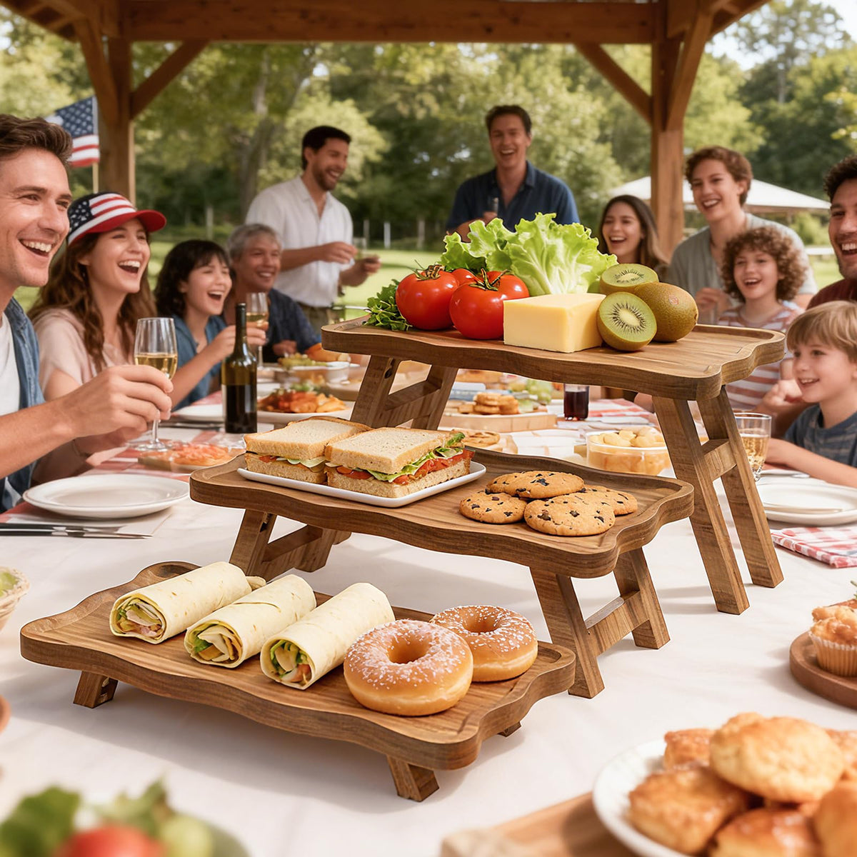 QAUUQQ Three-tier serving trays for appetizers and snacks