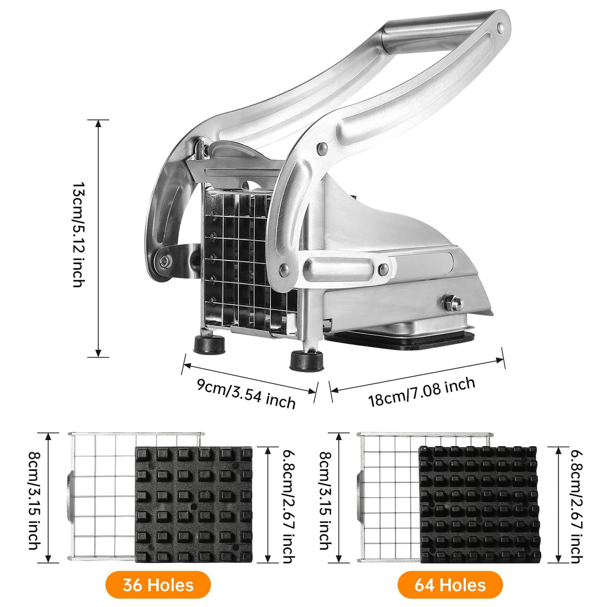 QBGSFSYG potator slicer showing 1-2 inch blade for thicker cuts