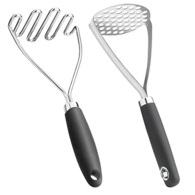 QBily potato masher set, front view, ideal for quick mash and mixed vegetables.