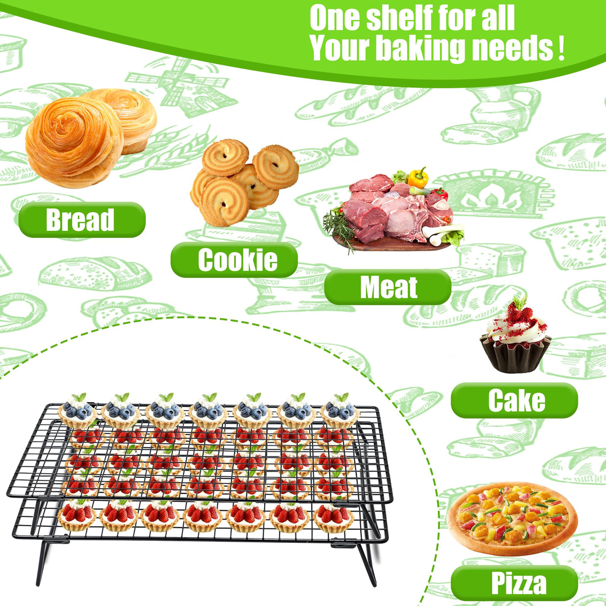 QCCTPUU cookie cooling rack keeps treats evenly cooled for rapid baking