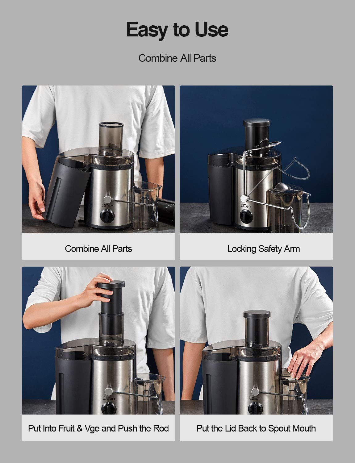 QCen detachable parts simplify cleaning after juicing sessions