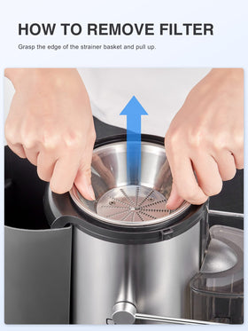QCen filter basket removal facilitates easy cleaning