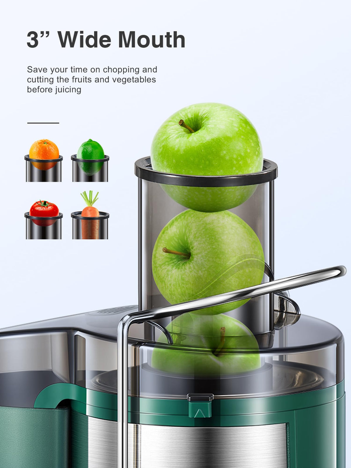 QCen Juicer 800W dual speed control for soft and hard produce