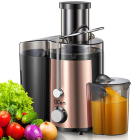 QCen juicer exterior in rose gold enhances a modern kitchen aesthetic.