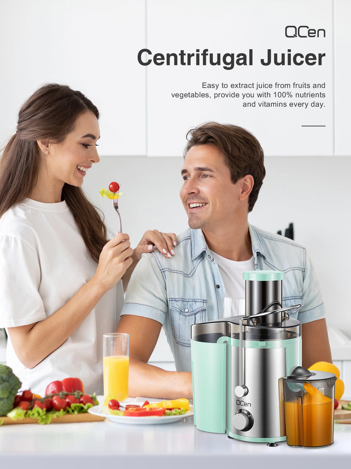 QCen juicer detachable parts for simple cleaning