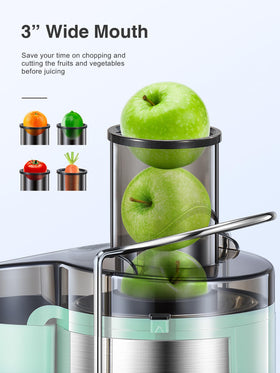 QCen juicer wide mouth 3-inch feed for quick prep
