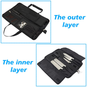 Qchengsan knife roll bag carry handle for easy transport to work or school.