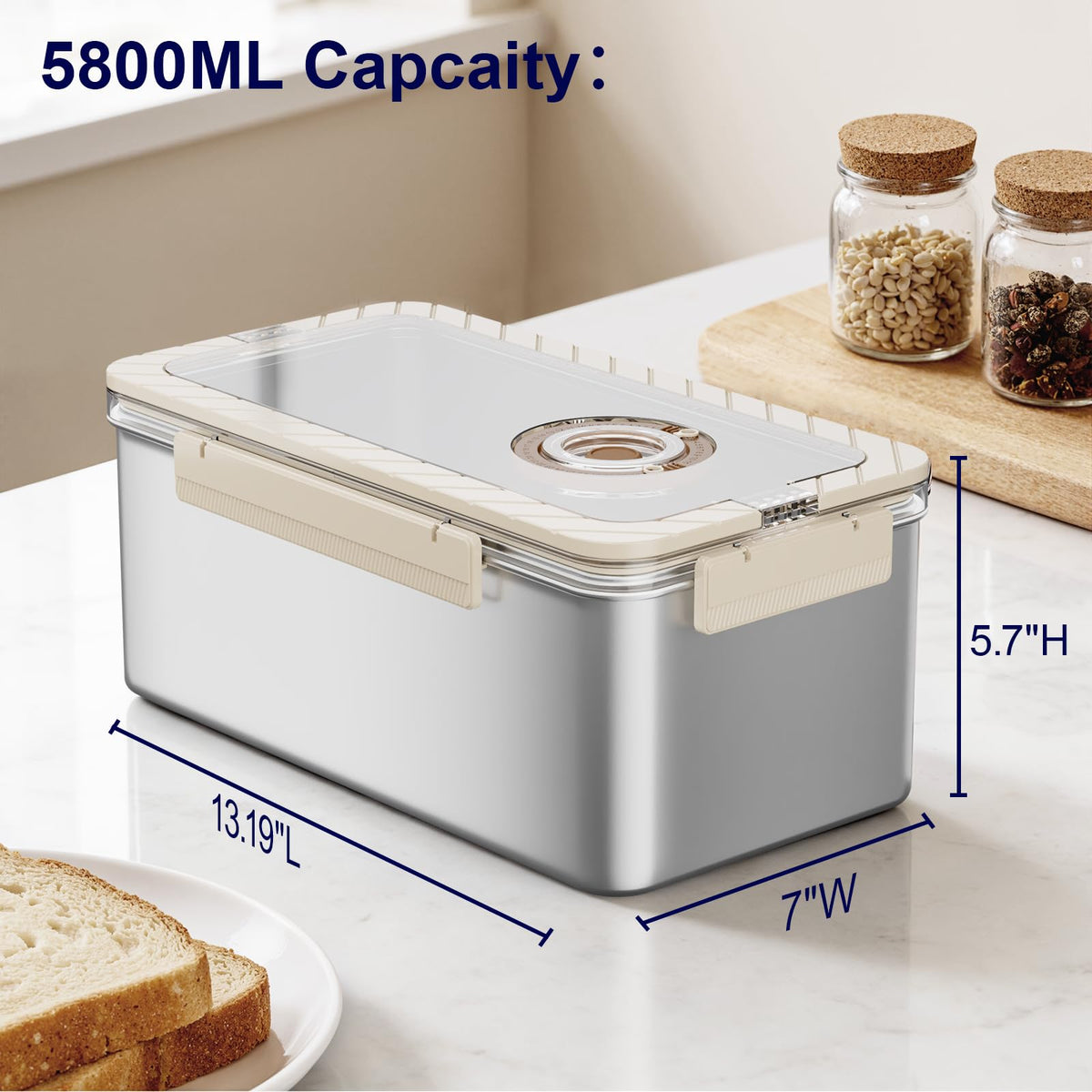QCQHDU stainless steel bread box with durable finish