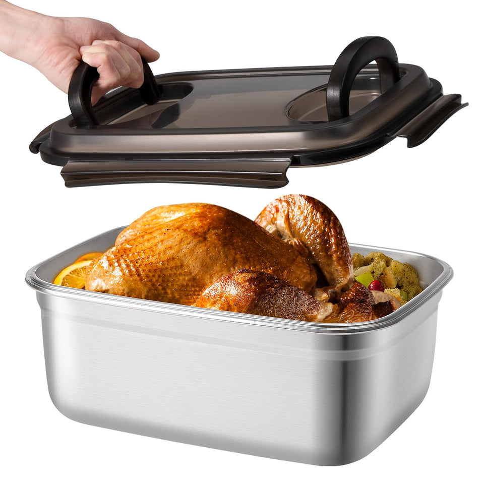 QCQHDU stainless steel container with airtight lid keeps leftovers fresh and secure.