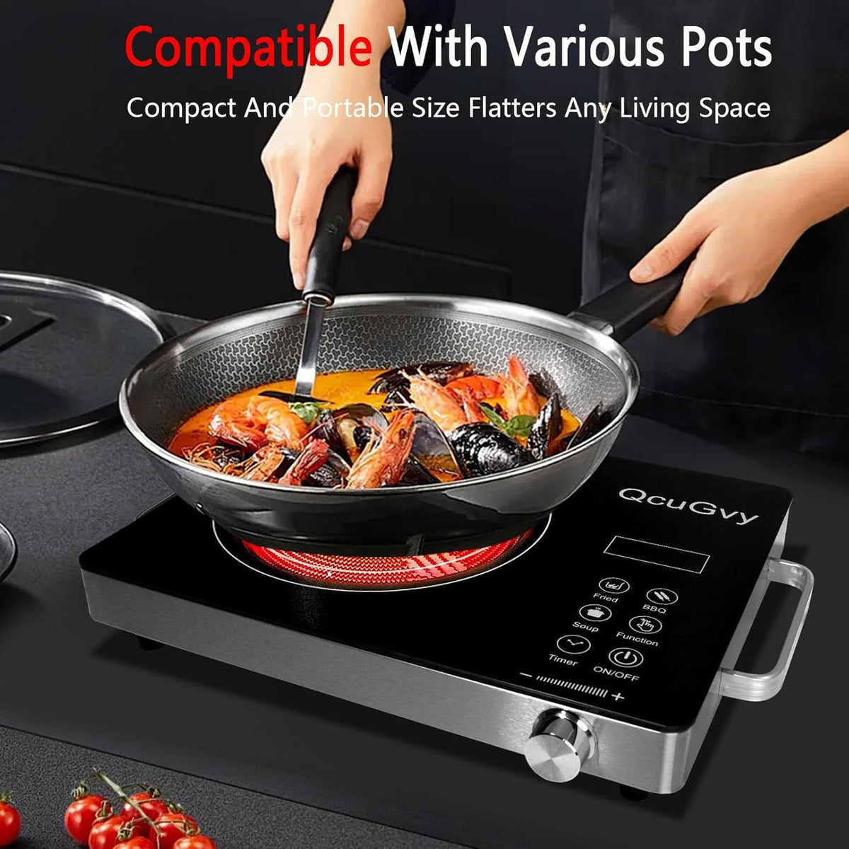 QcuGvy compact countertop design fits small kitchens and portable setups.