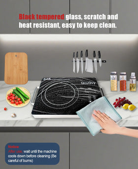 QcuGvy glass-ceramic surface is scratch-resistant and simple to wipe clean.